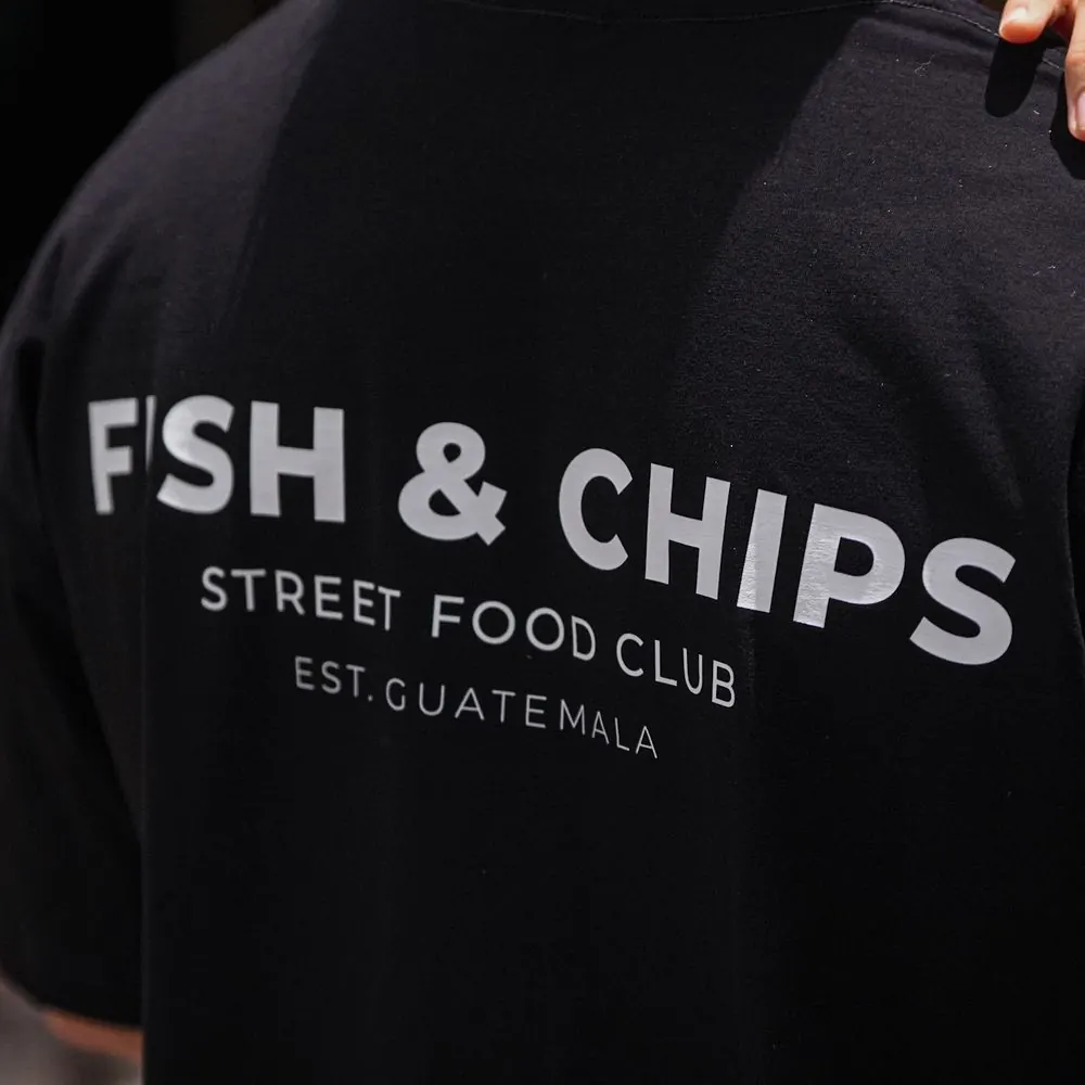 Camiseta negra Street Food Club, espalda